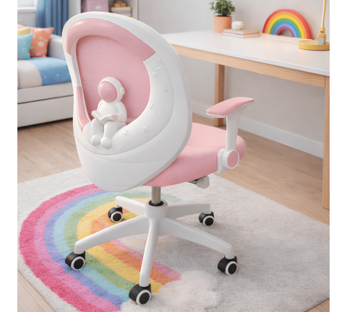 Кресло вращающееся детское с подставкой для ног PERFECT KIDS ASTRONAUT PINK Perfect Home Розовый (PFH-092115)