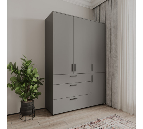 Шкаф для одежды Doros Торн Антрацит 3 ДСП/3Ш (полки) 135х51.6х200 (DRS-012084)