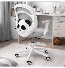 Кресло вращающееся детское с подставкой для ног PERFECT KIDS PANDA GRAY Perfect Home Серый (PFH-092110)