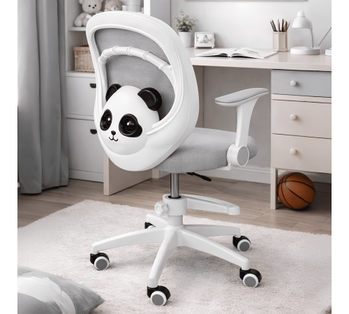 Кресло вращающееся детское с подставкой для ног PERFECT KIDS PANDA GRAY Perfect Home Серый (PFH-092110)