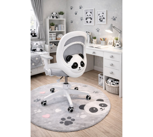 Кресло вращающееся детское с подставкой для ног PERFECT KIDS PANDA GRAY Perfect Home Серый (PFH-092110)