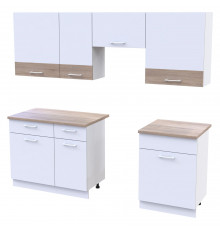 Кухня модульная Doros Лея 220х60х250 см Белый/Дуб cонома (DRS-011336)