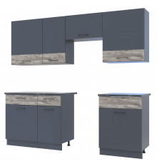 Кухня модульная Doros Лея 220х60х250 см Графит/Дуб клондайк (DRS-011357)