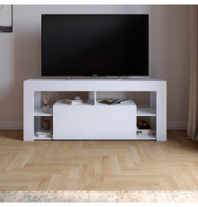 Тумба под телевизор с 4 полками М-ЗОН Джеко 140 Нимфея Альба (белый) (MZN-031034)