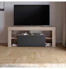 Тумба под телевизор с 4 полками М-ЗОН Джеко 140 Сонома/Антрацит (MZN-031036)