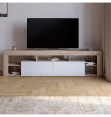 Тумба под телевизор с 5 полками М-ЗОН Джеко 200 Сонома/Нимфея Альба (белый) (MZN-031038)