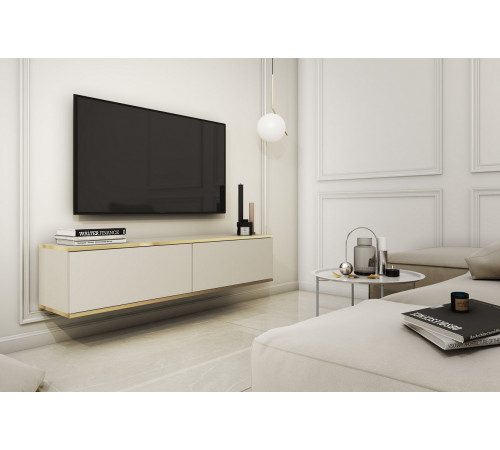 Тумба под телевизор навесная Perfect Home Оро/Oro 2-дверная RTV135 Бежевый (PFH-091351)