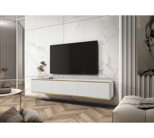 Тумба под телевизор навесная Perfect Home Оро/Oro 3-дверная RTV175 Белый (PFH-091353)