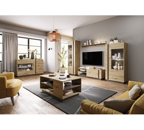 Витрина низкая Perfect Home Арко / Arco 1-дверная 1D1W/72 Дуб артизан/графит (PFH-091060)