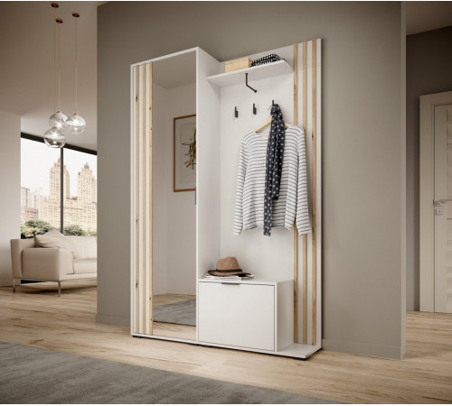 Прихожая с зеркалом Perfect Home Нелли / Nelly 2-дверный Белый/дуб артизан (PFH-091303)