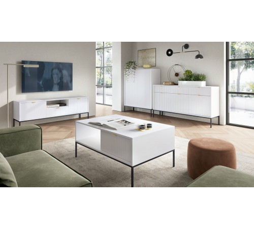 Комод высокий Perfect Home Новая/Nova 2-дверный с черными ножками K104 Белый (PFH-091232)