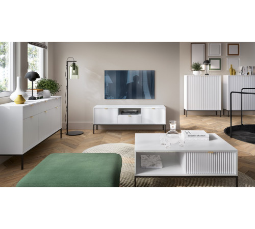 Комод высокий Perfect Home Новая/Nova 2-дверный с черными ножками K104 Белый (PFH-091232)
