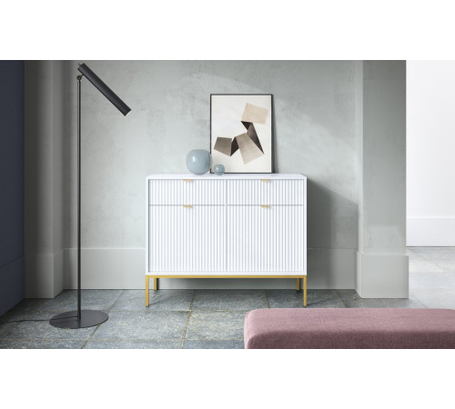 Комод Perfect Home Новая/Nova 2-дверный с 2 ящиками и золотыми ножками KSZ104 Белый (PFH-091217)