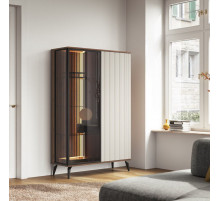 Витрина высокая с подсветкой Вичи / Vici WT103 2-дверная Орех/кашемир Perfect Home Польша (PFH-091278)