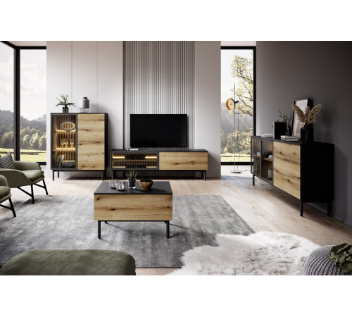 Стол журнальный Perfect Home Ланг/Lang 1S Черный/дуб эвок (PFH-091147)