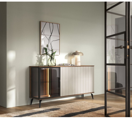 Комод с подсветкой Вичи / Vici K154 3-дверный Орех/кашемир Perfect Home Польша (PFH-091276)
