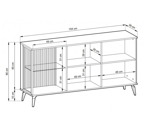 Комод с подсветкой Вичи / Vici K154 3-дверный Орех/кашемир Perfect Home Польша (PFH-091276)