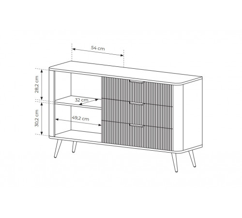 Комод Perfect Home Ланте/Lante 1-дверный с 3 ящиками и золотыми ножками 1D3S/138 Черный (PFH-091192)
