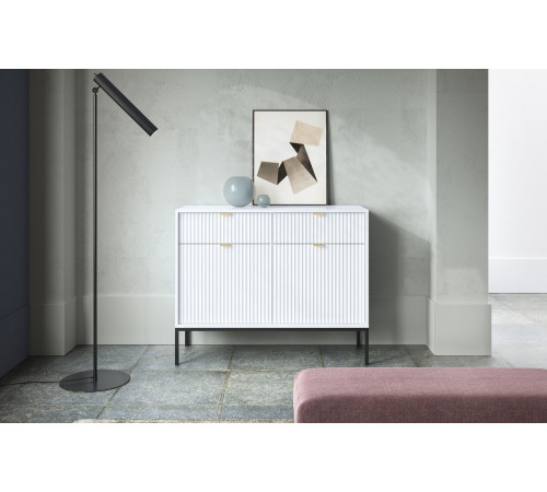 Комод Perfect Home Новая/Nova 2-дверный с 2 ящиками и черными ножками KSZ104 Белый (PFH-091216)