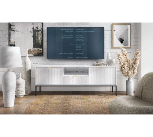 Тумба под телевизор Perfect Home Новая/Nova 2-дверная с 1 ящиком и черными ножками RTV154 Белый (PFH-091225)