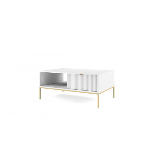 Стол журнальный Perfect Home Новая/Nova с 2 ящиками и золотыми ножками L104 Белый (PFH-091249)