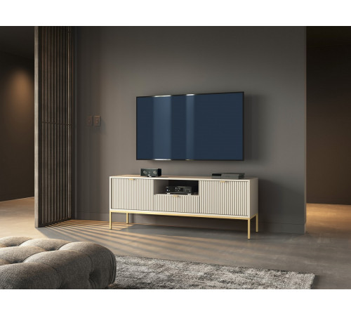 Тумба под телевизор Perfect Home Новая/Nova 2-дверная с 1 ящиком и золотыми ножками RTV154 Кашемир (PFH-091228)