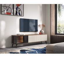 Тумба под ТВ с подсветкой Вичи / Vici RTV180 3-дверная Орех/кашемир Perfect Home Польша (PFH-091295)