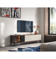 Тумба под ТВ с подсветкой Вичи / Vici RTV180 3-дверная Орех/кашемир Perfect Home Польша (PFH-091295)