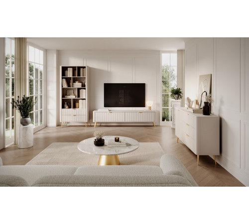 Стеллаж Perfect Home Ланте/Lante 2S с 2 ящиками и золотыми ножками Беж (PFH-091103)