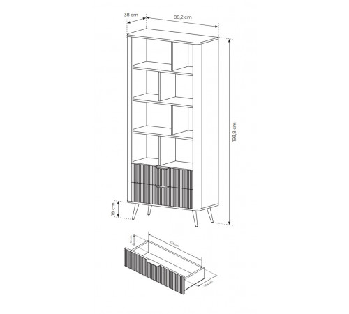 Стеллаж Perfect Home Ланте/Lante 2S с 2 ящиками и золотыми ножками Беж (PFH-091103)