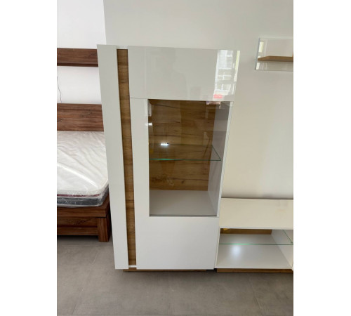 Витрина низкая Perfect Home Арко / Arco 1-дверная 1D1W/72 Белый глянец/дуб грандсон (PFH-091030)