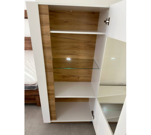 Витрина низкая Perfect Home Арко / Arco 1-дверная 1D1W/72 Белый глянец/дуб грандсон (PFH-091030)