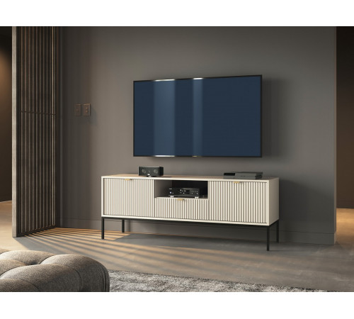 Тумба под телевизор Perfect Home Новая/Nova 2-дверная с 1 ящиком и черными ножками RTV154 Кашемир (PFH-091230)