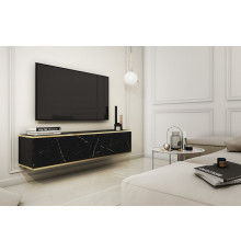 Тумба под телевизор навесная Perfect Home Оро/Oro 2-дверная RTV135 Черный мрамор роял (PFH-091358)
