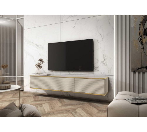 Тумба под телевизор навесная Perfect Home Оро/Oro 3-дверная RTV175 MDF Бежевый (PFH-091366)