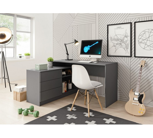 Стол офисный письменный Perfect Home Тео / Teo 3S/138 с 3 ящиками Графит (PFH-091166)