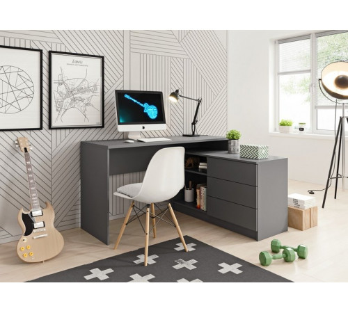 Стол офисный письменный Perfect Home Тео / Teo 3S/138 с 3 ящиками Графит (PFH-091166)