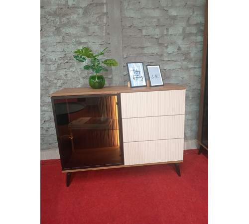 Комод с подсветкой Вичи / Vici KSZ103 1-дверный с 3 ящиками Perfect Home Польша (PFH-091277)