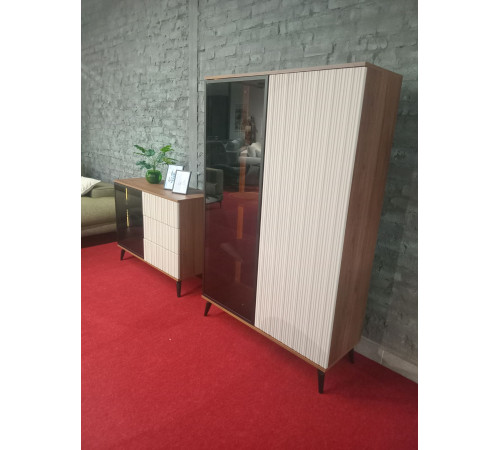Комод с подсветкой Вичи / Vici KSZ103 1-дверный с 3 ящиками Perfect Home Польша (PFH-091277)