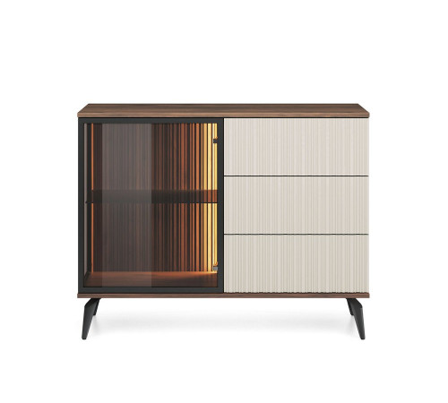 Комод с подсветкой Вичи / Vici KSZ103 1-дверный с 3 ящиками Perfect Home Польша (PFH-091277)