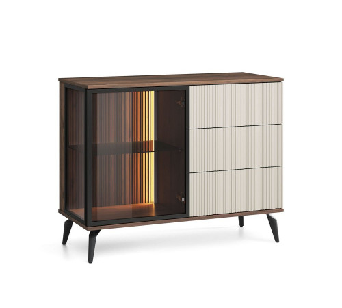 Комод с подсветкой Вичи / Vici KSZ103 1-дверный с 3 ящиками Perfect Home Польша (PFH-091277)