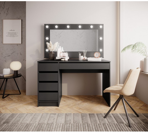 Стол туалетный письменный Perfect Home Ада/Ada 5S/120 с 5 ящиками Антрацит (PFH-091308)