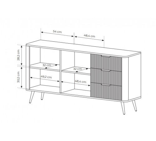 Комод Perfect Home Ланте/Lante 2-дверный с 3 ящиками и золотыми ножками 2D3S/163 Черный (PFH-091191)