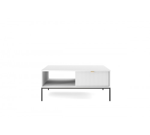 Стол журнальный Perfect Home Новая/Nova с 2 ящиками и черными ножками L104 Белый (PFH-091248)