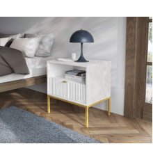 Тумба прикроватная Perfect Home Новая/Nova с 1 ящиком и золотыми ножками S54 Белый (PFH-091261)
