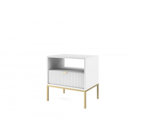 Тумба прикроватная Perfect Home Новая/Nova с 1 ящиком и золотыми ножками S54 Белый (PFH-091261)