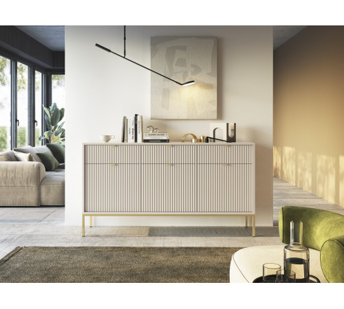 Комод Perfect Home Новая/Nova 3-дверный с 3 ящиками и золотыми ножками KSZ154 Кашемир (PFH-091245)