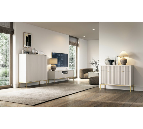 Комод Perfect Home Новая/Nova 3-дверный с 3 ящиками и золотыми ножками KSZ154 Кашемир (PFH-091245)