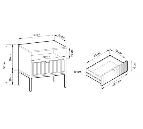 Тумба прикроватная Perfect Home Новая/Nova с 1 ящиком и золотыми ножками S54 Кашемир (PFH-091255)