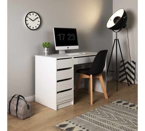 Стол туалетный письменный Perfect Home Ада/Ada 5S/120 с 5 ящиками Белый глянец (PFH-091306)